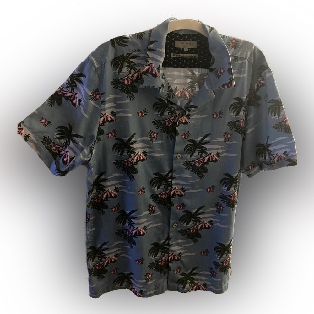 Ted Baker Men’s Floral Tropical Button-Up Collared Shirt